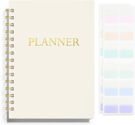 Minimalistic Weekly and Monthly Planner Spiral Bound - Cream